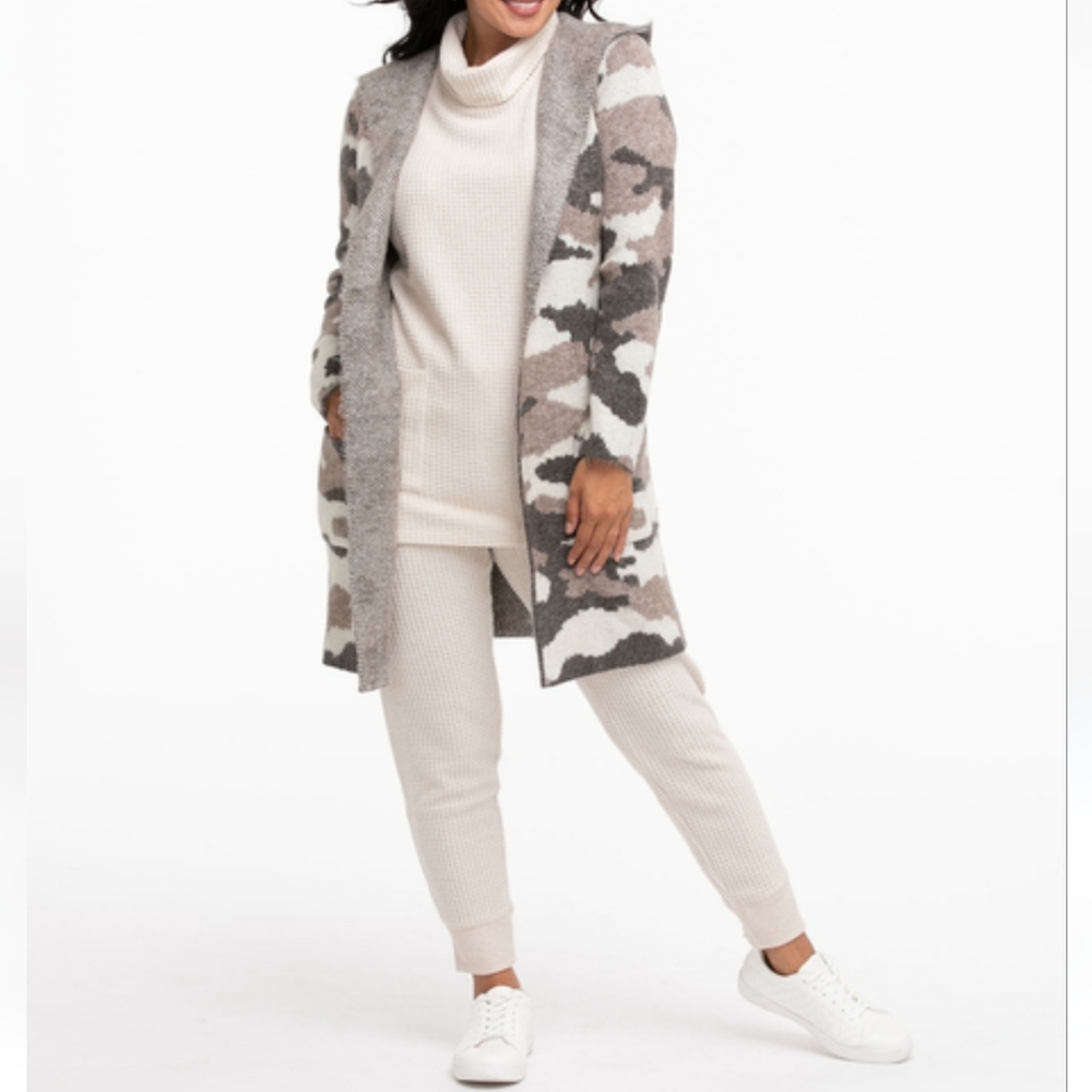 Christian Siriano Camo Print Wool Blend Cardigan Sweater Size XS